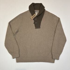 Duluth Trading Co Infantry High Neck Sweater Men’s XL Tan Brown Cotton Wool NWT
